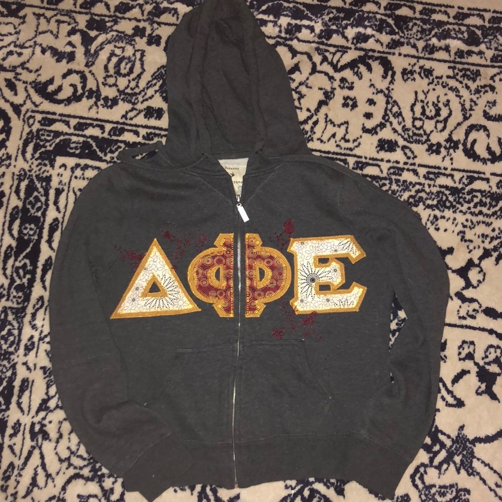 Delta Phi Epsilon Hand Embroidered Hoodie